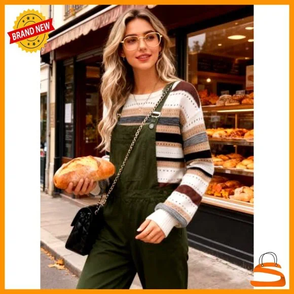 Cozy Lantern Sleeve Pullover Sweater, Fair Isle Knit, Loose Fit, Fall Winter - Picture 5 of 7